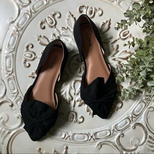 Torrid Black Faux Suede Twist Bow D'orsay Flats Size 11 W / 11W